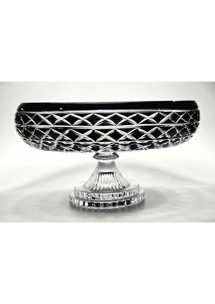 El Yapımı Kesme Kristal Bodrum Oval Desen 28 cm Dekoratif Sunumluk Sofra Sunum Kasesi modelleri