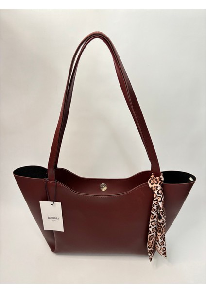 Elena Bordo Mat Fermuar Detaylı Kadın Omuz Çantası
