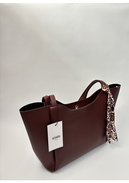 Elena Bordo Mat Fermuar Detaylı Kadın Omuz Çantası