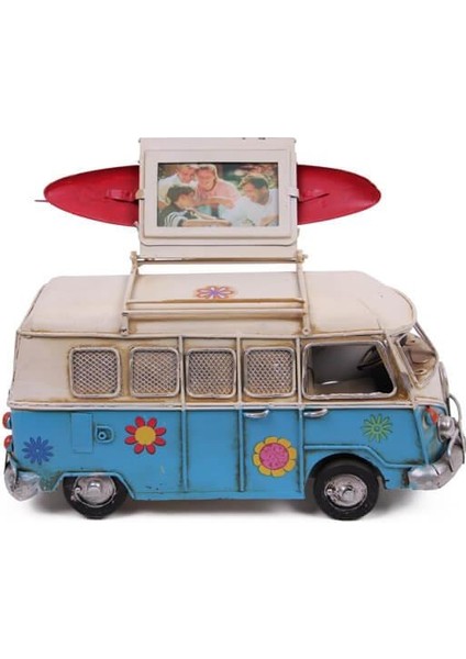 Dekoratif Metal Minibüs Çerçeveli ve Kumbaralı Hediyelik (1678) (800800)