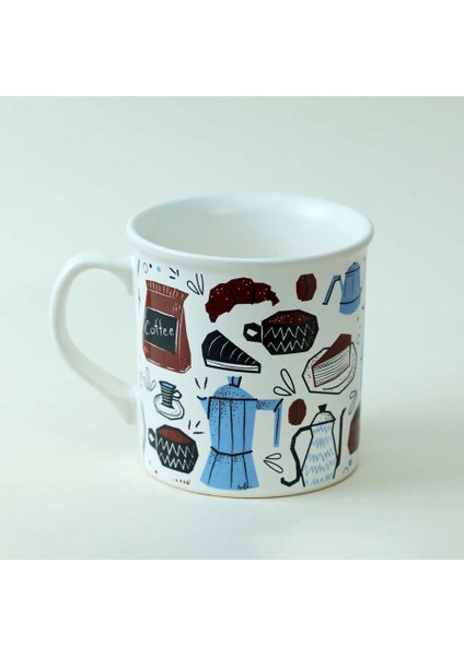 Doodle Kahve Desenli Seramik Kupa fiyatları