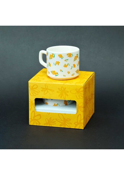 Sarı Çiçek Desenli Seramik Kupa modelleri