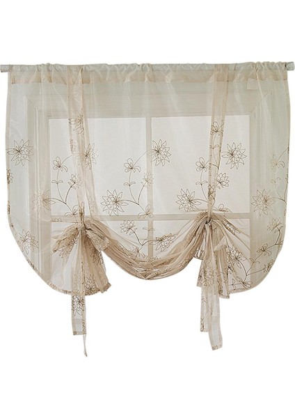 46X63INCH Mutfak Kravatlı Perdeleri Çiçekler (117X160CM) (Yurt Dışından)