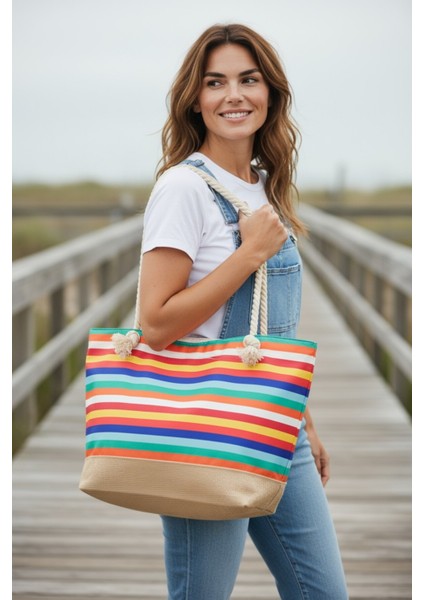 Kadın Plaj Çantası Yumuşak Saplı