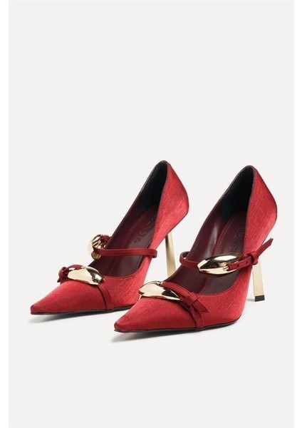 255015 Metal Tokalı Stiletto Bordo Saten fiyatları