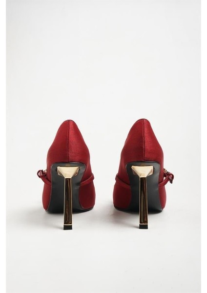 255015 Metal Tokalı Stiletto Bordo Saten fırsatları