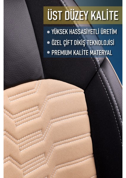 Volvo XC70 Deri Detaylı Oto Koltuk Kılıfı Ön Arka Takım Platinium Seri Siyah Bej Scr