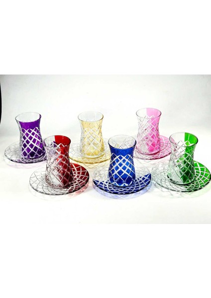 El Yapımı Kristal Split Çift Desen Çay Bardağı Seti 6'lı fiyatları