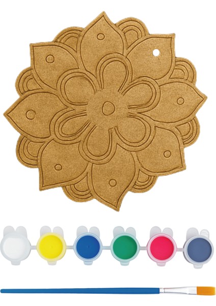 Mandala Çiçek Tasarım Kiti - Ahşap Boyama Etkinlik - Mandala Tasarım