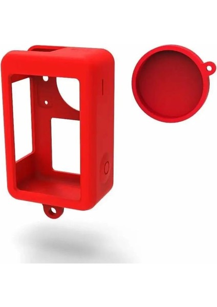 Osmo Action 3/4 Uyumlu Silikon Koruma Kılıfı, 2 Parça Set, (Kırmızı)
