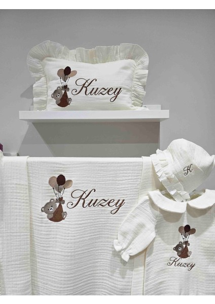 Nakışla Kişiselleştirilebilir Müslin Hastane Çıkış Seti fiyatları