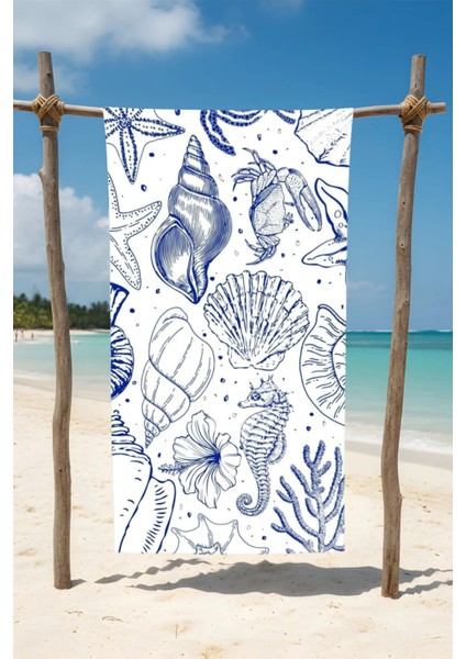 Deniz Atlı Desenli Desenli Pamuk Plaj Havlusu – Desenli Tasarım – 75X150 cm