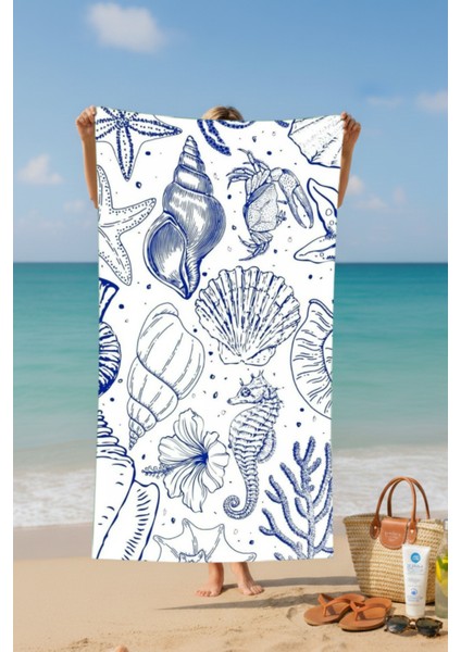 Deniz Atlı Desenli Desenli Pamuk Plaj Havlusu – Desenli Tasarım – 75X150 cm fiyatları