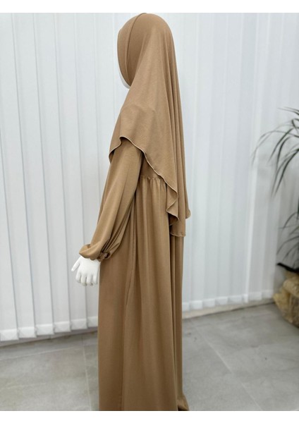 Çocuk Namaz Elbisesi Hazır Eşarbı ile Takım Ten Rengi modelleri