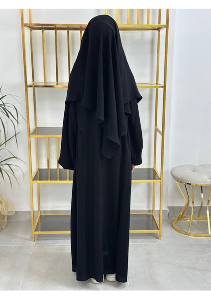 Kız Çocuk Tesettür Elbise,sufle Eşarp Takım Siyah modelleri