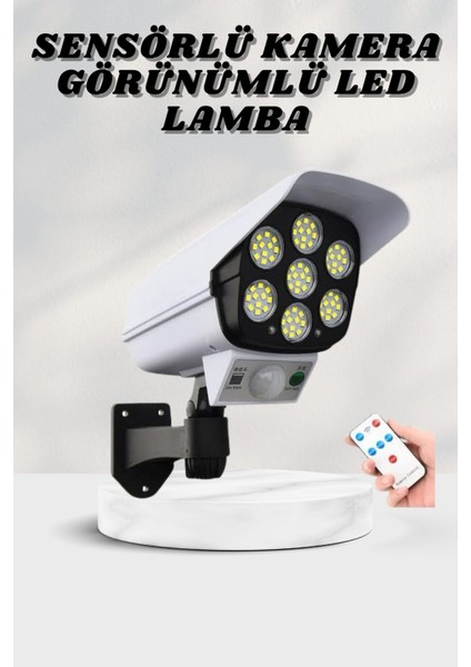 Solar Lamba Kamera Görünümlü Duvar Lambası Dönebilen Bahçe Aydınlatması - MCT6332-7294