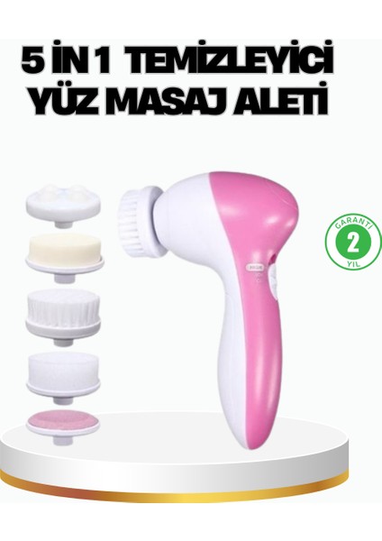 5’i 1 Arada Yüz Temizleme Cihazı – Masaj Fırça Peeling ve Krem Uygulama Apar - M375R508-K88