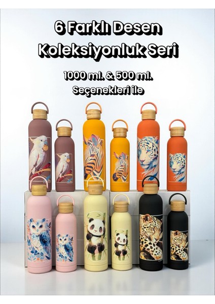 Bambu Kapaklı Krem Renk Panda Figürlü 1000 ml Paslanmaz Çelik Termos fırsatları