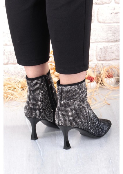 25K136 Rahat Taş Baskılı 7 cm Yükseklik Topuklu Kadın Bot indirimleri