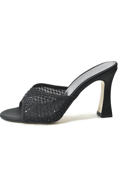 126.345 Siyah Tüllü Topuklu Abiye Kadın Terlik fiyatları
