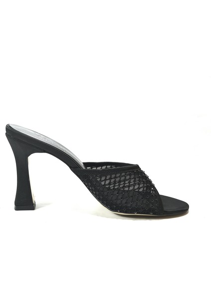 126.345 Siyah Tüllü Topuklu Abiye Kadın Terlik fırsatları