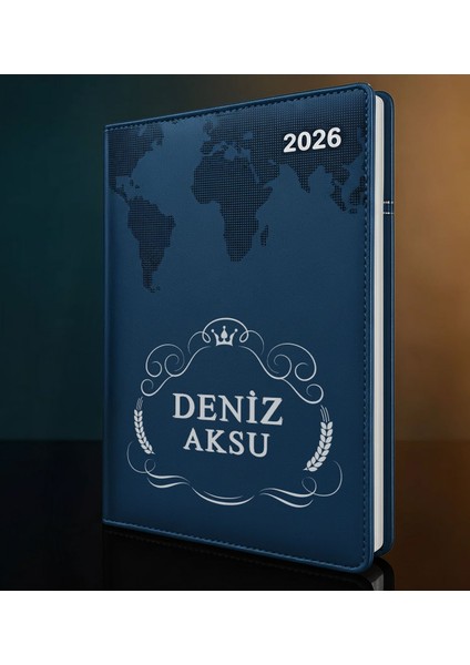 Kişiye Özel Isimli Termo Sert Kapak 2026 Lacivert Ajanda -6, Öğretmenler Günü Hediyesi, Yeni Iş Hediyesi
