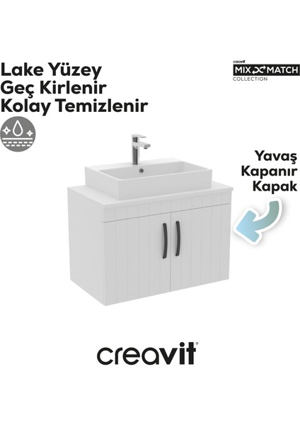 D10 Next Lavabo Dolabı Kapaklı 80 cm Beyaz Lake Kapak fiyatları