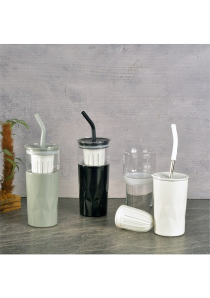 H2O 5'i 1 Yerde Çelik Pipetli Cam Detox Kupa Temizleyici Hediyeli 650 ml fırsatları