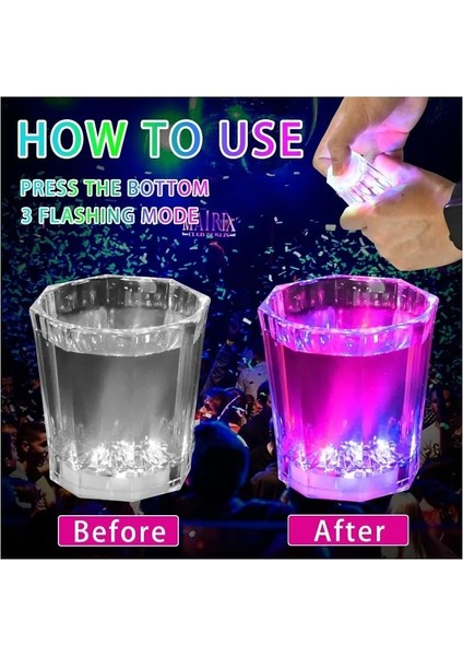 Renkli LED Parlayan Fiber Optik Glow Işıklı Bardak 5,5 x 5,5 cm 1 Adet fiyatları