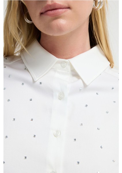 Taşlı Gömlek Beyaz 13044880002 fiyatları