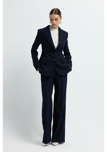 Bol Paça Çizgili Pantolon C.lacivert 15344643004