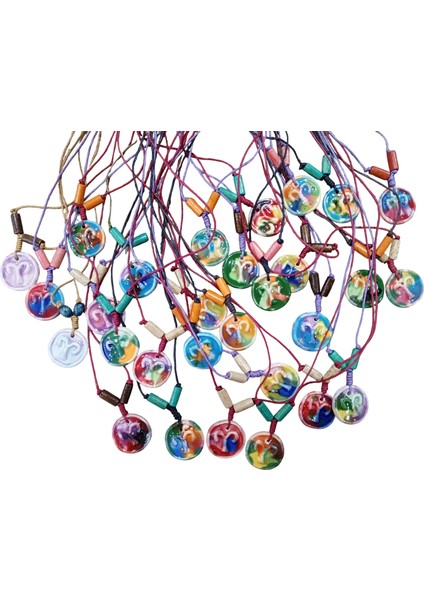 El Yapımı Seramik Koç Burcu Kolyesi - Kişiselleştirilmiş Renk Anlamları Notu ile