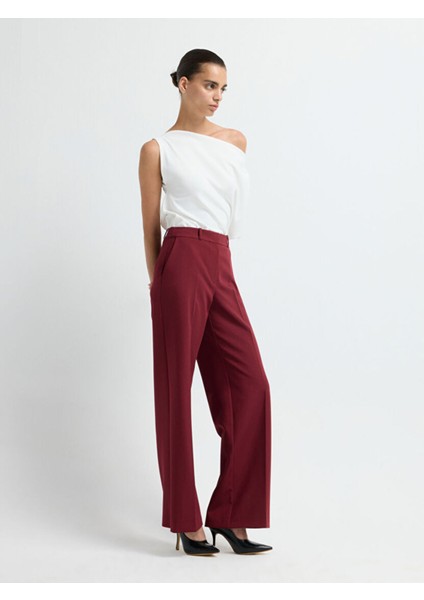 Geniş Paça Pantolon Bordo 15344735001 fırsatları