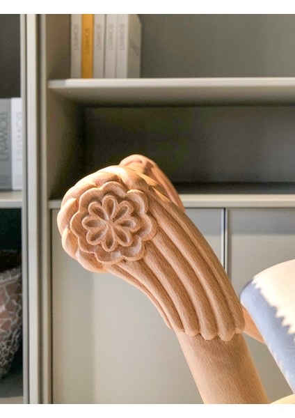 Klasik Oymalı Masif Oturma Birimi – Kadife Döşeme, Naturel Yüzey fiyatları