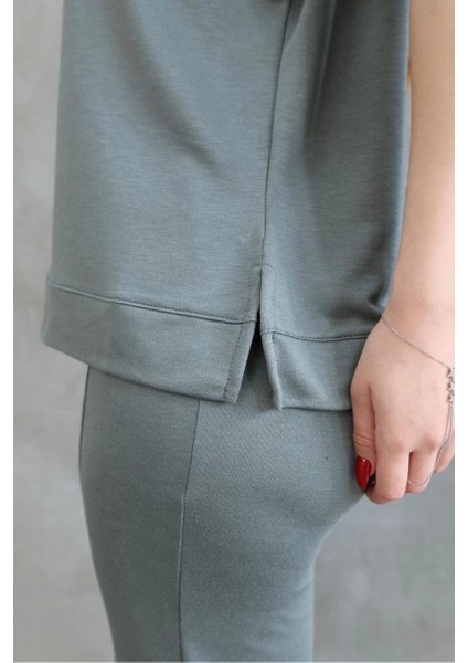 Osy Modal Yumuşak Dokulu Kumaş Bisiklet Yaka Kısa Kollu Takım - Mint Yeşili -Vlmr modelleri