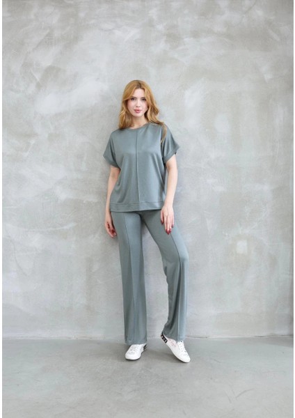 Osy Modal Yumuşak Dokulu Kumaş Bisiklet Yaka Kısa Kollu Takım - Mint Yeşili -Vlmr fırsatları