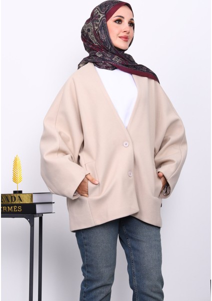Vizon Düğme Detaylı Astarlı Kaşe Ceket modelleri