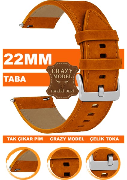 xiaomi redmi watch 5 active / lite saat uyumlu 22mm crazy hakiki deri saat kordonu kayışı l10hwc-taba-sılver