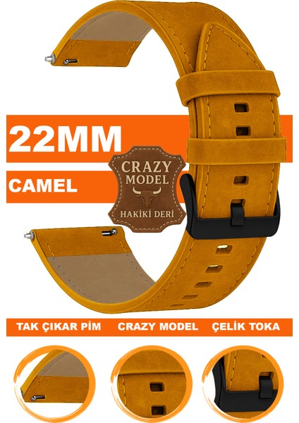 xiaomi redmi watch 5 active / lite saat uyumlu 22mm crazy hakiki deri saat kordonu kayışı l10hwc-camel-black