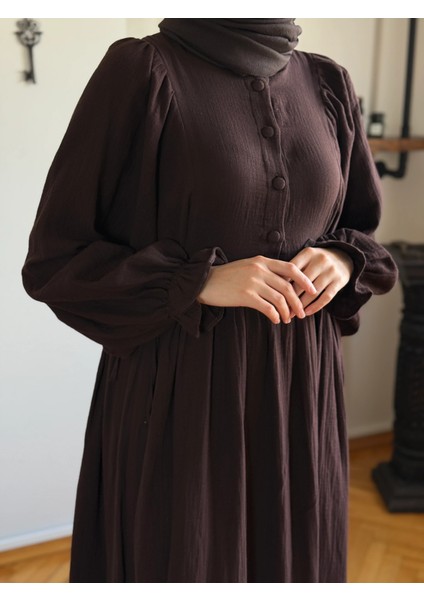 Yarımpat Yandan Bağlamalı Müslin Elbise 1004 modelleri