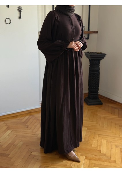 Yarımpat Yandan Bağlamalı Müslin Elbise 1004 indirimleri