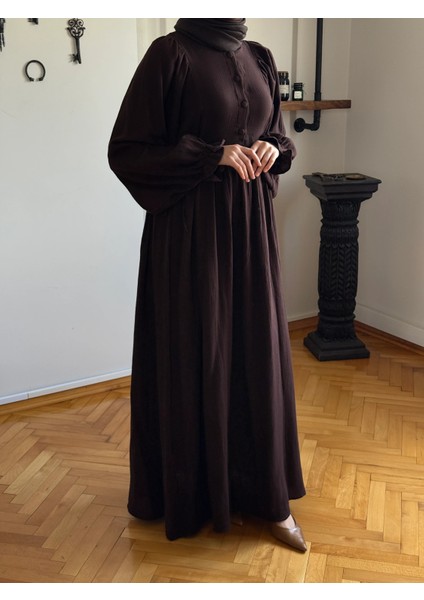 Yarımpat Yandan Bağlamalı Müslin Elbise 1004