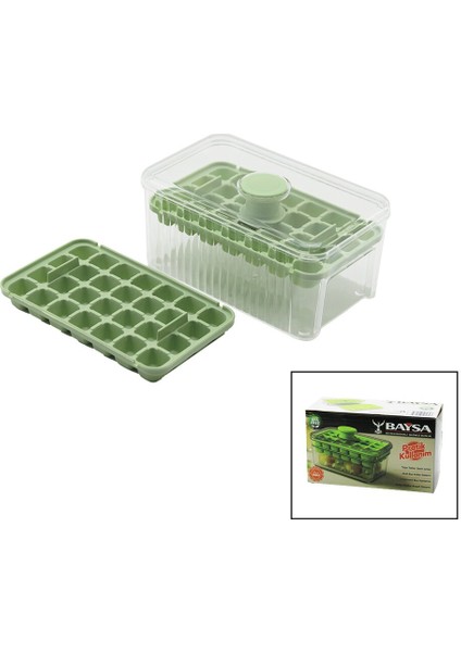 28+28=56LI Küp Şekil Hazneli=mika Kristal Buzluk 2in1 Kapak Kulpu=kulp - Kulpa Bas=buz Düşür (5332)