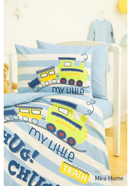 Dijital Baskılı 3D Pamuklu Yenidoğan Bebek Nevresim Takımı My Little Train modelleri