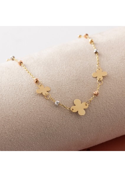 14 Ayar Altın Yonca Figürlü Kadın Bileklik