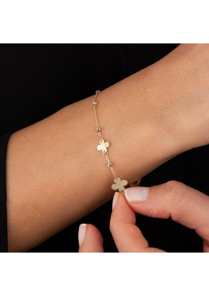 14 Ayar Altın Yonca Figürlü Kadın Bileklik fiyatları