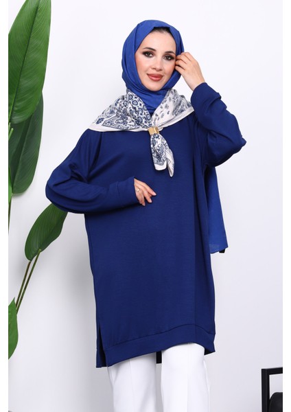 İmaj Butik Lacivert Bisiklet Yaka Modal Tunik