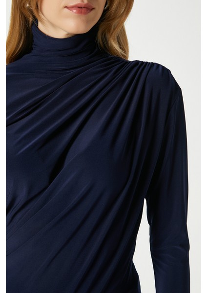 Kadın Moon Büzgülü Lacivert Sandy Bluz modelleri