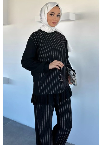 Taş Işlemeli Tesettür Tunik Bel Lastikli Pantolon Ikili Takım P-00018982 modelleri