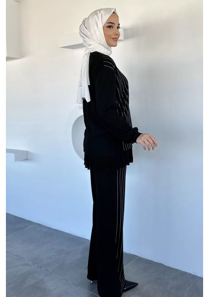 Taş Işlemeli Tesettür Tunik Bel Lastikli Pantolon Ikili Takım P-00018982 fırsatları